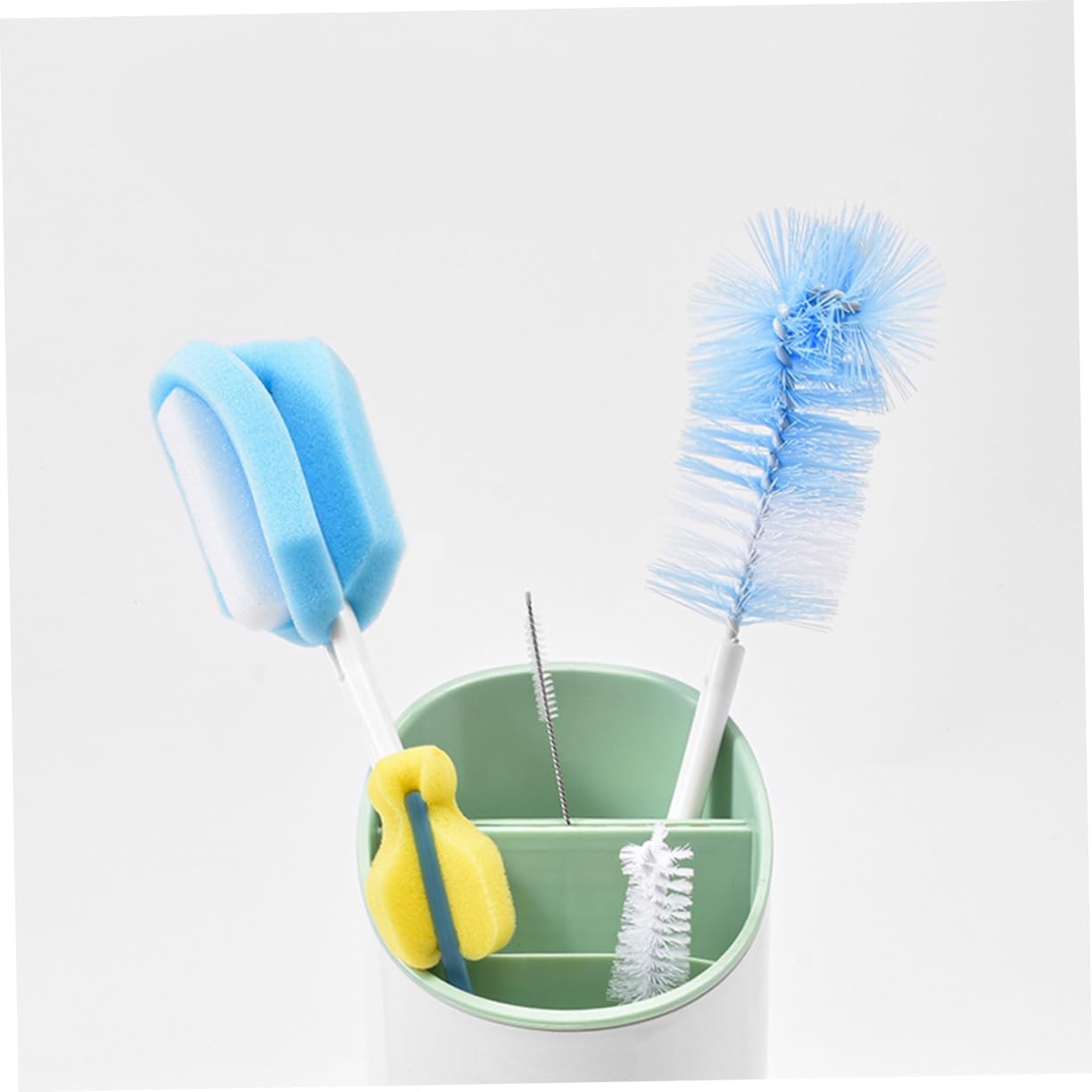 5pcs Long Handle Sponge Bottle Cleaning Brush Set for Bottles Practical Storage Sturdy Nylon Bristles for Cleaning Rotation for Hard to Reach Areas for Home Use