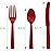 DecorRack Plastic Cutlery Set, Red Colored Plastic Silverware Sets for Parties, 96 Piece Bulk Heavy Duty Utensils (Red, 96 Pieces)