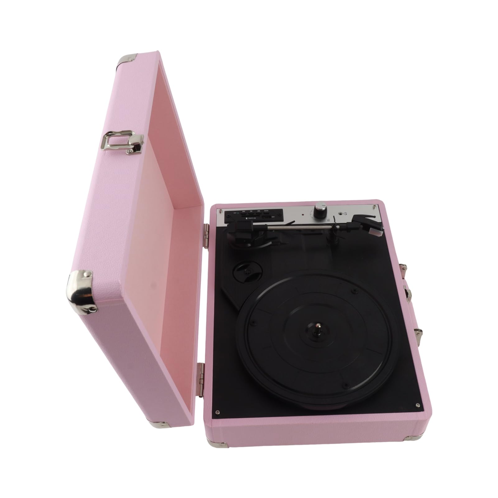 YUYTE Giradischi Vintage con Supporto USB e SD - Giradischi 33/45/78 Giri per Dischi da 7/10/12 Pollici, Fonografo Portatile con Altoparlanti (PINK)