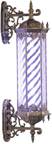 Poste de barbería, poste de barbería, barbería, barbería, barbería, poste LED de 35.4in (35.4in) clásico europeo, luz giratoria impermeable, letrero