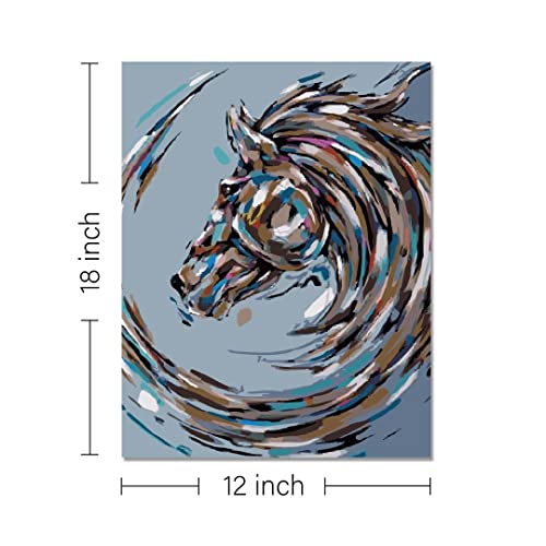 Image of RANGOLI 100% Cotton Stretched Canvas Painting 400 GSM, Framed Acrylic Horse Canvas Abstract Wall Art for Living Room, 3D Paintings for Wall Decor (12 x 18 Inch With Frame)