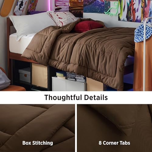 Image of Bedsure Comforter Duvet Insert - Quilted Comforters Twin Size, All Season Duvet, GentleSoft Down Alternative Bedding, with 8 Tabs, Gifts for Women /Men, Brown, Twin 88 x 68 Inches