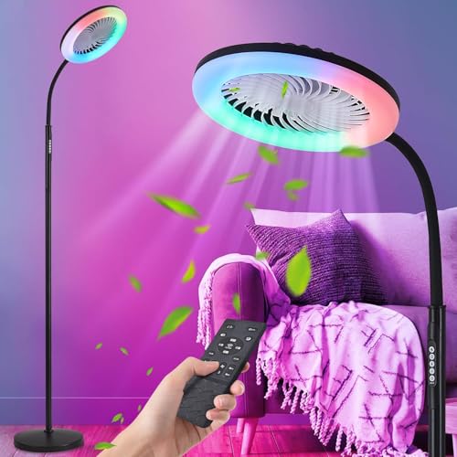 Lampadaire avec ventilateur silencieux pour rafraîchir et éclairer les pièces sans encombrement
