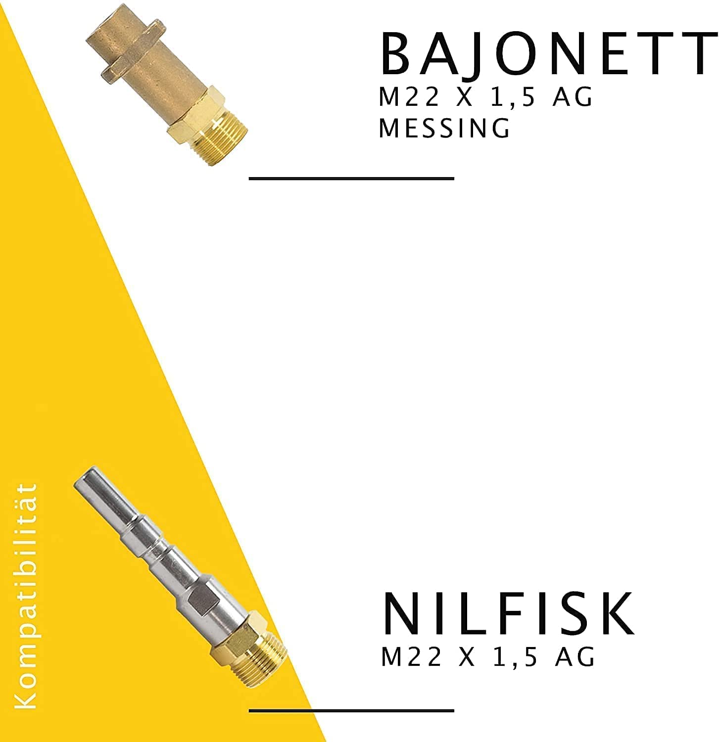 M&M Smartek manguera desatascadora, kit 6 piezas, para KEW/Nilfisk, M22 | Kit desatascador con manguera, adaptadores y boquillas según variante; comprobar conexiones, presión, contenido y equipo.