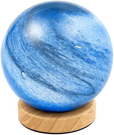 New Luxury Planet Night Light Glass Bedside with Wooden Base 3 Mo...