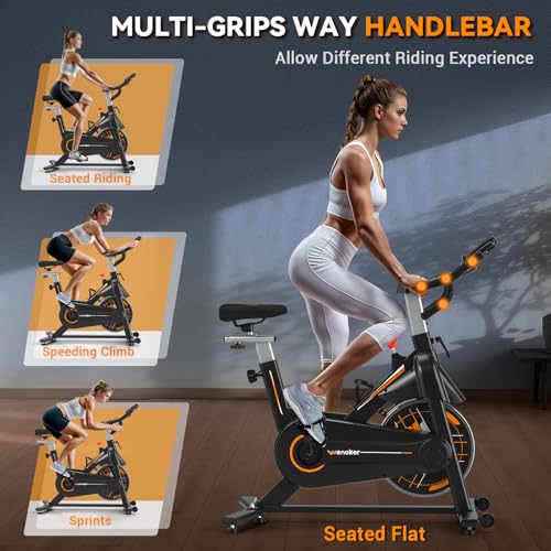 Image of Exercise Bike, Wenoker Stationary Bike for Home, App Supported Indoor Bike with Adjustable Seat and Multi-grips Handlebar