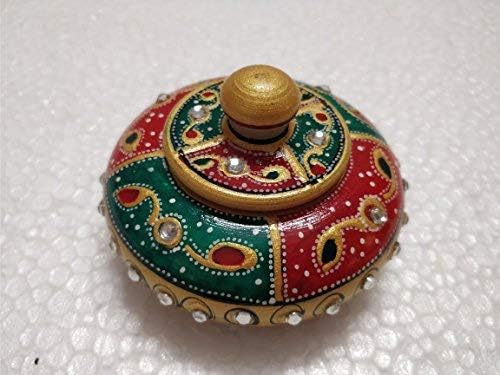 Samyuktha Marble Kumkum Container Box with Meena Work, Small (Multicolour) image 3
