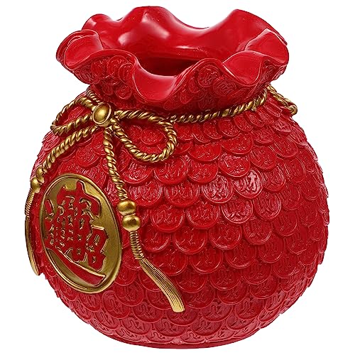UKCOCO Jarrón Decorativo Forma de Bolsa de Dinero Jarrón de Seguro y Elegante para Decoración de Salones y Centros de Mesa Florero para Hogar y Oficina Rojo