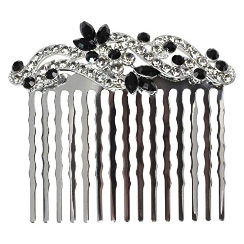 Peine para el pelo floral negro pequeño que sujeta sin dañar el moño