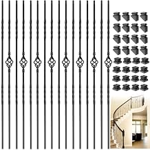 Iron Balusters for Staircase 30 Pack, Wrought Iron Balusters, 1/2" Hollow Single Basket Stair Spindles Stair Balusters, Metal Balusters for Decks W/ 60 Pack Baluster Shoes