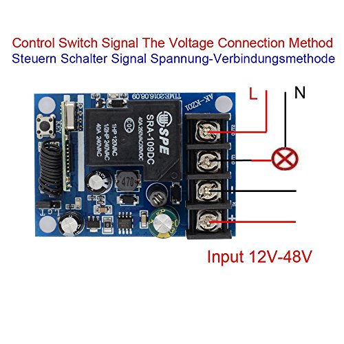 Lejin Wireless Remote Control Switches Dc 12V-48V 40A Relay Wide Voltage Receiver 12V 24V Receiver Transmitter 3000W Remote Controller High Power Remote Control Control Light Control Motor #TOP3