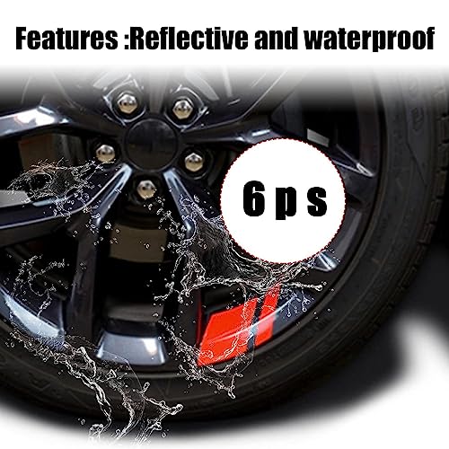 Image of gunhunt 6 PCS Car Reflective Stickers, Wheel Rim Decal Stripes Car Decals, Automotive Decals Hash Stripe Stickers for 18-21 Inch Wheels Tire Rim Safety Decoration Accessories (Red)