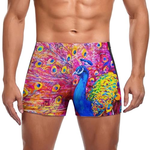 Slip de bain paon coloré homme pour la natation confort