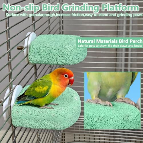 Image of 4Pack Bird Perch Stands Parrot Beak Grinding Stone Platform,Green-S