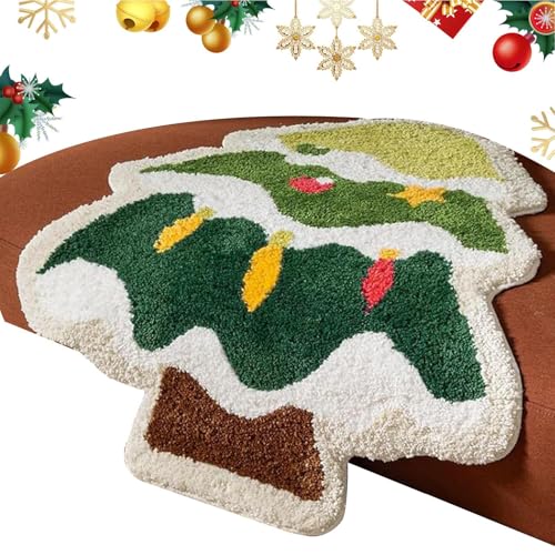 クリスマスツリー バスマット | 61cm x 81cm クリスマスツリー ランドリーマット | 滑り止め フロアカーペット | パティオ、玄関、寝室、ランドリー、廊下、リビング、シャワー、バスルーム、ポーチ用 装?マット