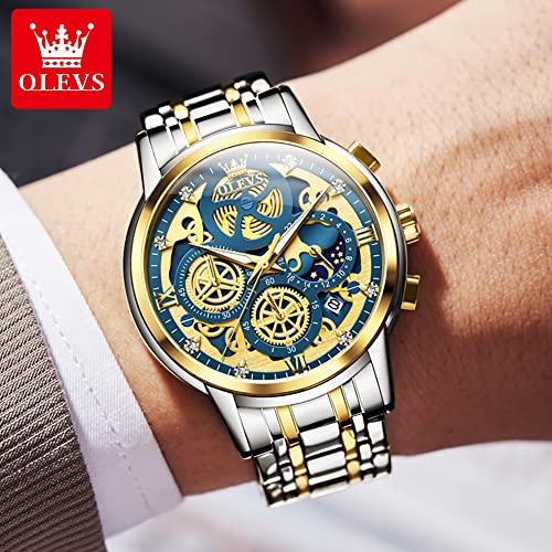 Image of OLEVS Watch Men Stainless Steel Watches Luxury Chronograph Men Wrist Watch | Multifunction,Diamond, Date, Business, Classic,Dress Watch for Men, Gift for Men, reloj de Hombre