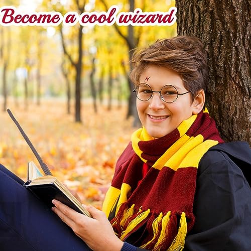 Beamely 14 Pcs Wizard Costume Accessories Set, Harry Cosplay Accessories Kit with Magic Wand, Necklace, Scarf, Glasses - Image 4
