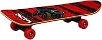 Mini Skate Estampado Infantil, Madeira e Plástico, Vermelho/Rosa, 3+ Anos, Iniciante, 60cm x 15cm, 960g, Suporta até 25kg, Design Colorido, Cores Sortidas