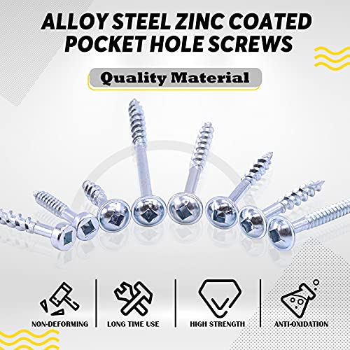 Hilitchi #8 Alloy Steel Zinc Pocket Hole Screws Weather Resistant Square Drive Screws with Square Drive (2 1/2 Inch Coarse Thread-160PCS) by Hilitchi - Image 3