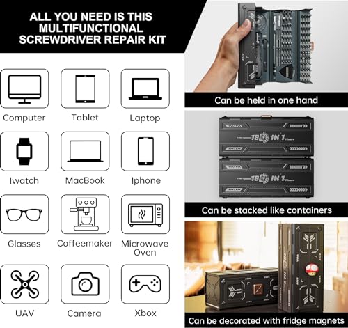 Precision Ratchet Screwdriver Set with Case, JAKEMY 180 in 1 Computer Screwdriver Tool, Compact Tool Set, Screwdriver Repair Kit for Laptop, iPhone, MacBook, PS5, Xbox, RC, Watch, Jewelry, Eyeglasses - Thumbnail 2
