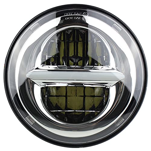 Akmties 5.75 Led Headlight 5 3/4" Round Led Projection Headlight Compatible For Motorcycle Street Bob Sportster Wide Glide Low Rider (5.75 Inch, Silver) #TOP22