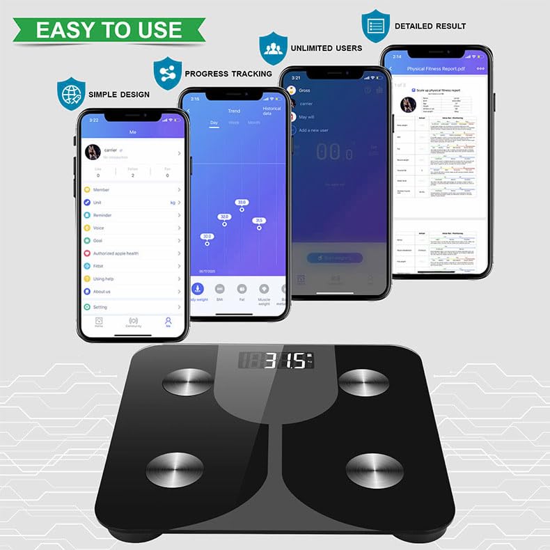 Smart Scale,BMI digital rest room weight scale,Wireless Body Fat Scale,Highly Precise Bluetooth Scale for Weight Loss for Body Weight and fats share weight reduction 4 51DfIQQqdRL