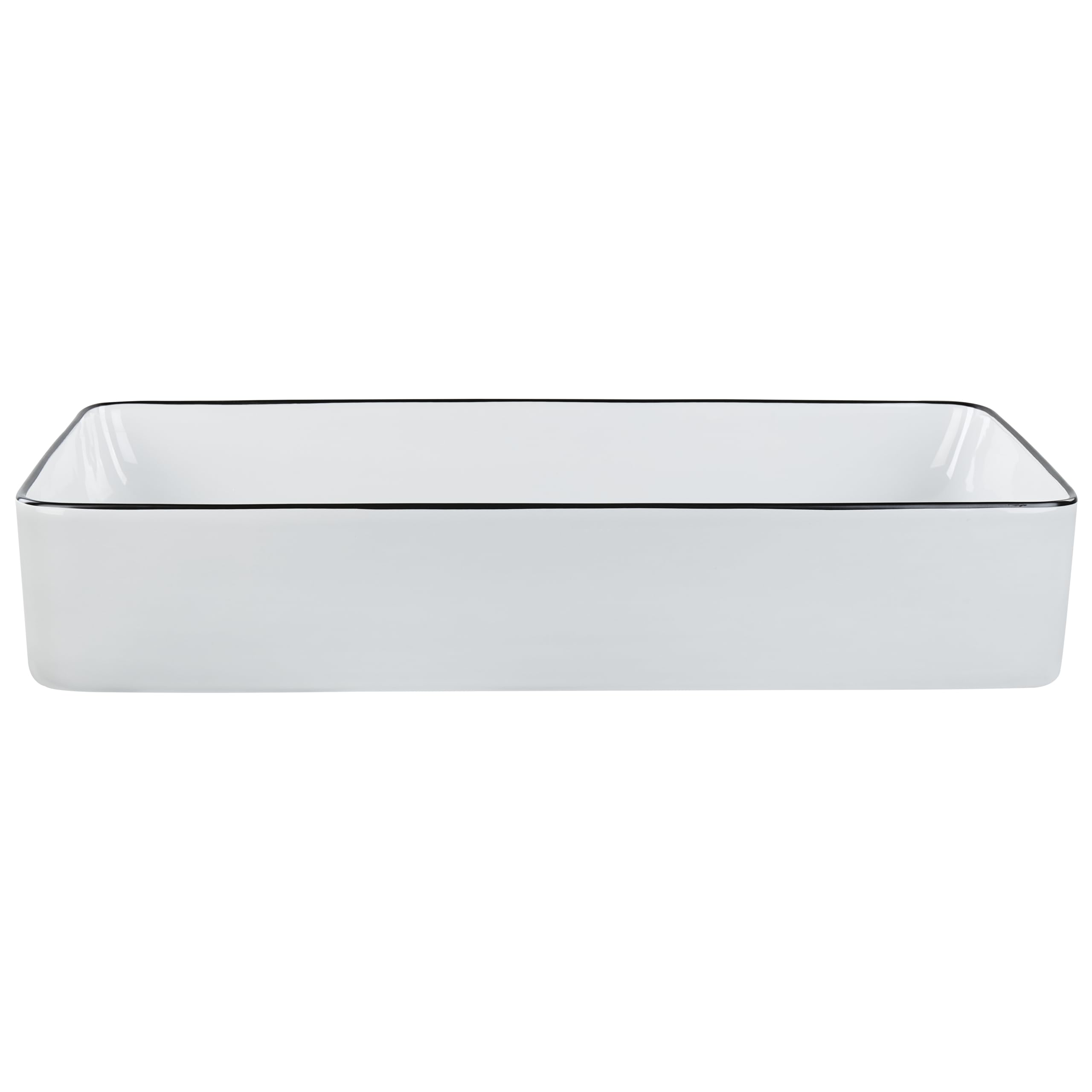 Aufsatzwaschbecken Keramik weiß rechteckig 61x35 cm schwarzer Rand modern Xert