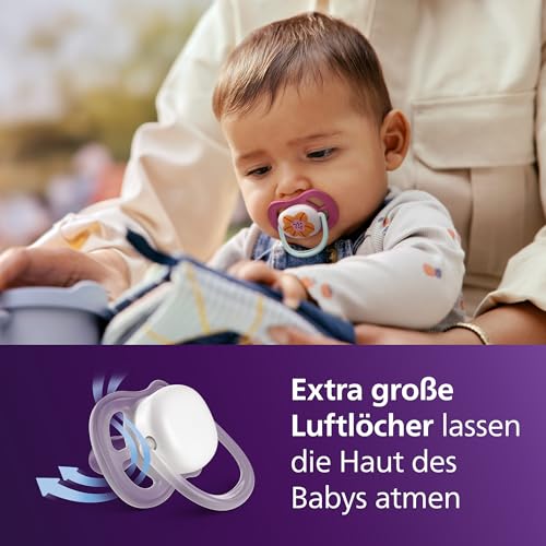 Philips Avent ultra air Schnuller – kiefergerecht geformtes Design, für Babys, 6–18 Monate, weicher, symmetrischer Silikonsauger, BPA-frei… – Ansicht 2