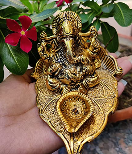 WC_Lord Ganesha idol with Diya Figurine for Home Temple mandir, Ganesh Statue for Ganesh Chaturthi - Image 4