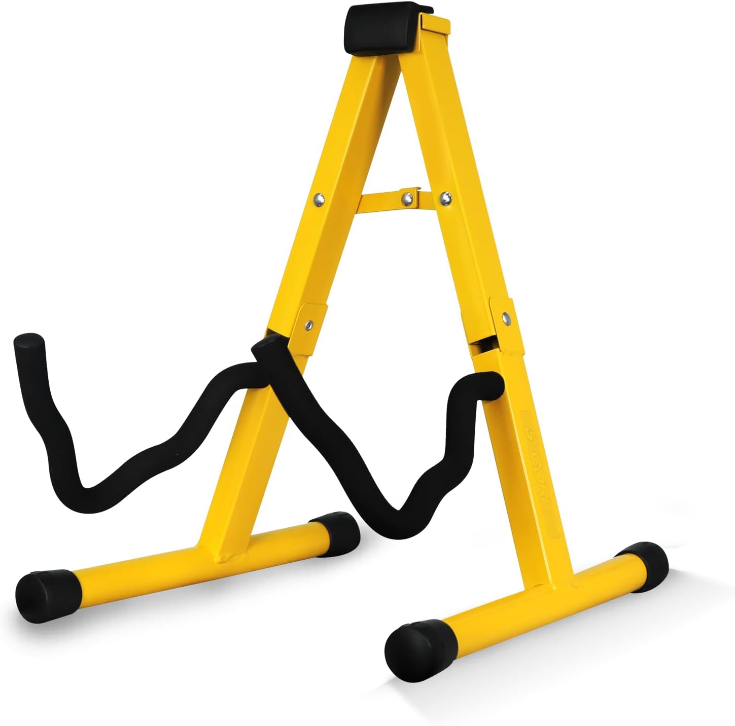 5 CORE Guitar Stand Electric Acoustic Bass Banjo Stands Heavy Duty Metal A-Frame Folding Guitar Holder with Padded Secure Foam Sleeves for Stage and Studio Yellow