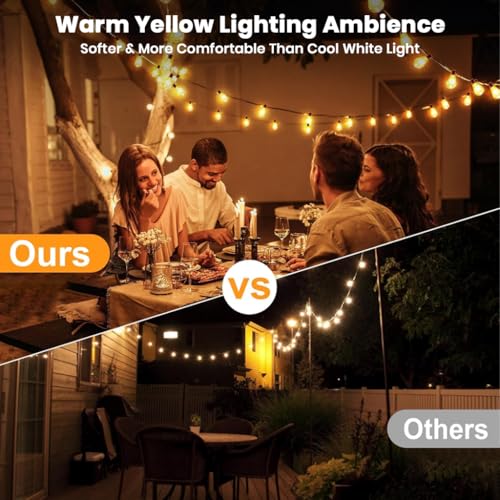 Image of Outdoor ST38 String Lights 50ft Decorative LED Bulbs IP65 Waterproof Shatterproof for Indoor /Outdoor Lighting Energy Saving Hanging Light for Cafe Restaurant Garden Balcony (50+2 Bulbs)