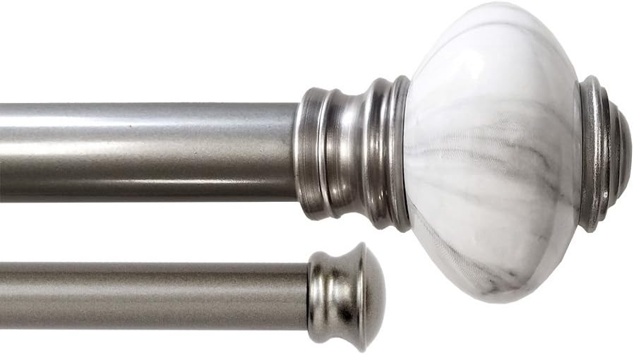 Lumino Valentina Double Curtain Rod Set, 1' Diameter, Pewter, 42-120' Width