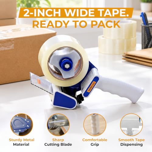 Image of Tape King Packing Tape Dispenser Gun - Handheld Tape Gun with 1 Bonus Clear Packaging Tape (2 Inch Wide) - Shipping Tape for Sealing, Storing, and Moving Boxes, 1 Pack