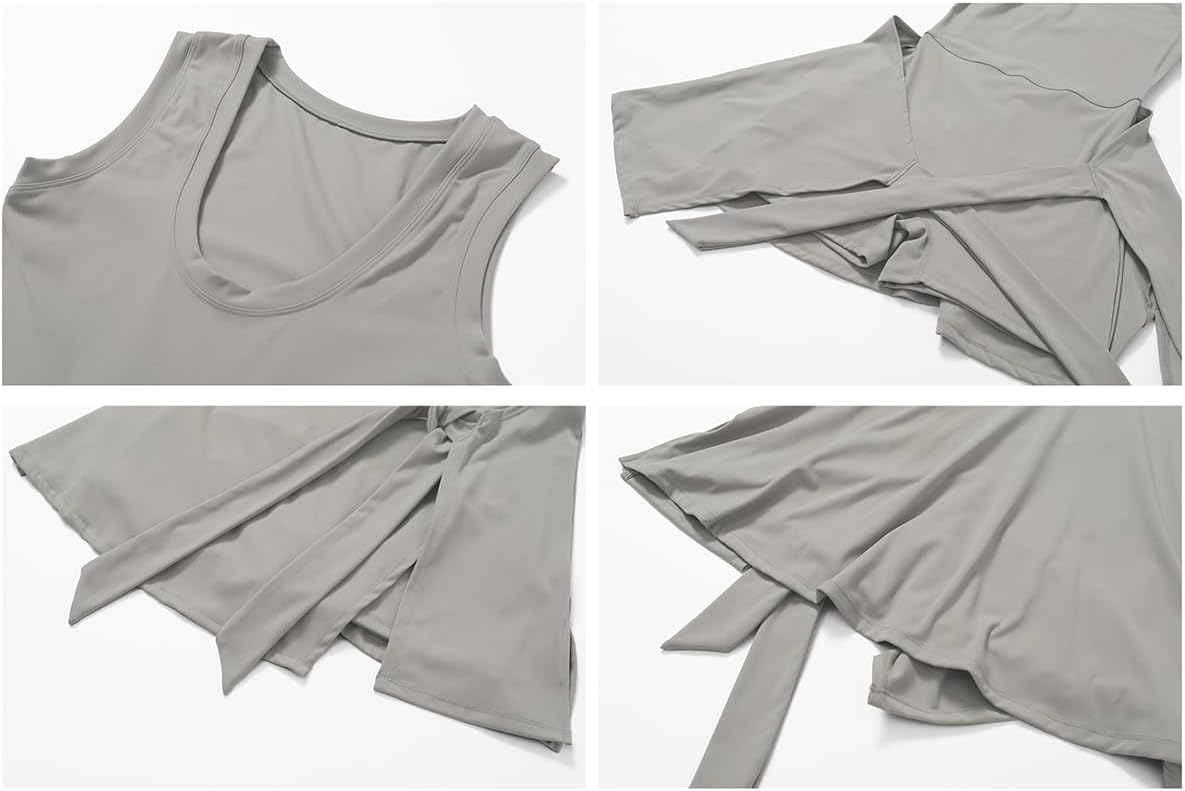 Women's Tennis Skirt Bodycon Sports Skirt with Built-in Shorts and Bra Sleeveless Side Slit Golf Mini Skirt