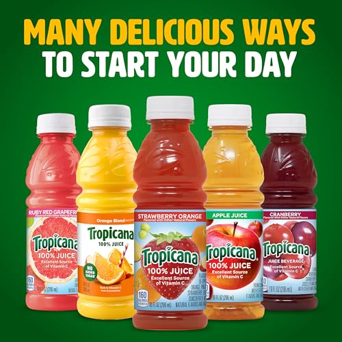 Image of Tropicana 100% Orange Strawberry Juice,�Single Serve, 10 Fl Oz Bottles (Pack of 24) - Real Fruit Juice, Vitamin C, B & E Rich, No Added Sugars, No Artificial Flavors