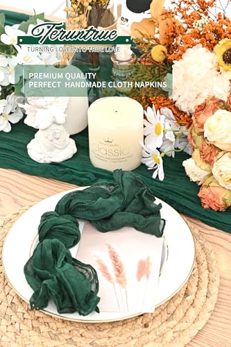 Servilletas de gasa verde esmeralda de 50x50 cm para bodas rústicas y banquetes boho 6