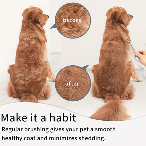 Image of Grooming Comb for Dog Cat,Stainless Steel Comb for Tear Stain Remover,Pet Comb with Round Teeth for Removing Tangles