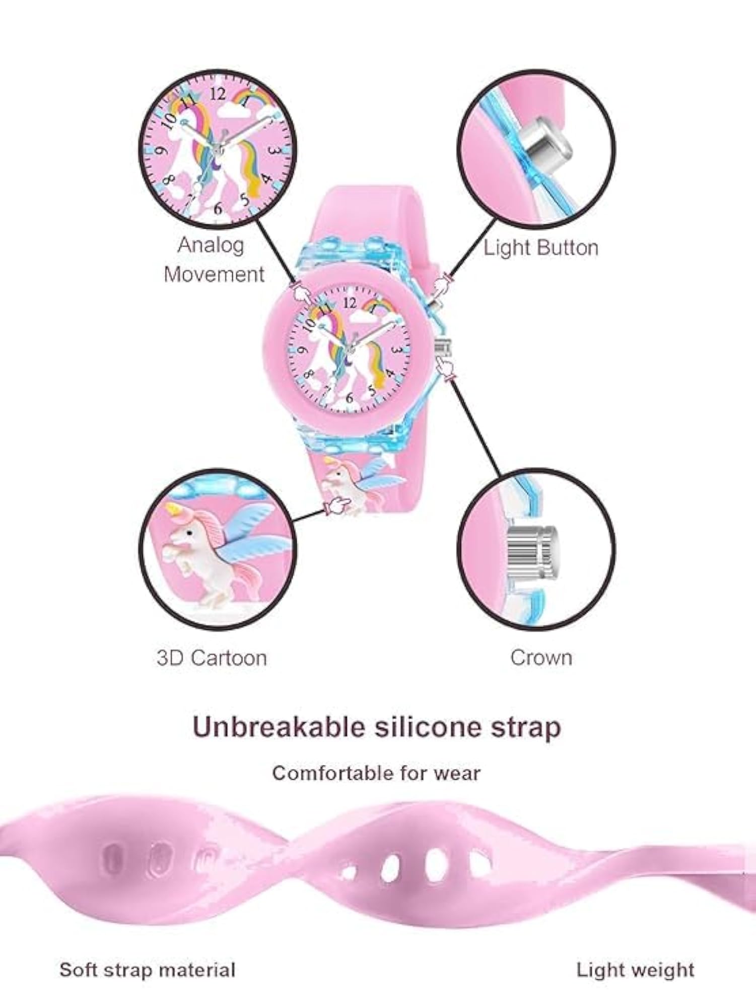 Kids Analog Watch in Pink-Blue Design
