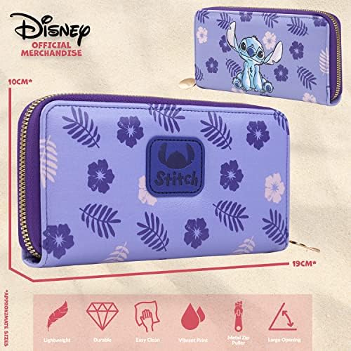Disney Purses for Women, Stitch Coin Purse with Card Slots, Gifts for Women (Purple)