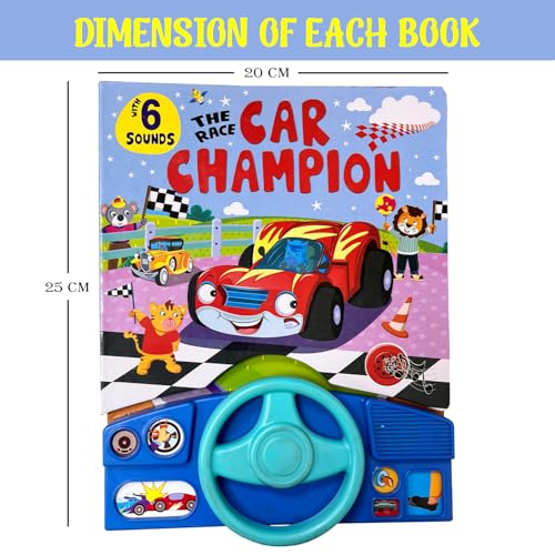 Image of The Race Car Champion Interactive Sound Book, with 6 Sounds, Steering Wheel, Children's Book