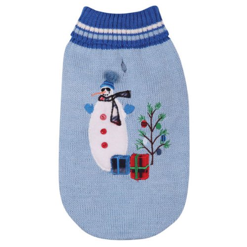 East Side Collection Acrylic Deck The Halls Dog Sweater, Small, 12-Inch, Blue