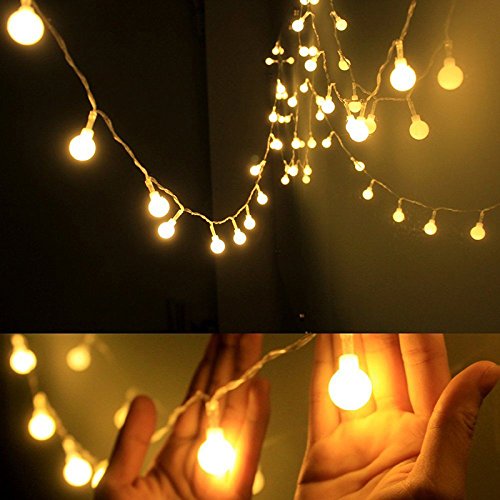 Huifeideyu Luzes LED Globo de Fada, Bola Branca Quente, luzes estreladas decorativas impermeáveis pa
