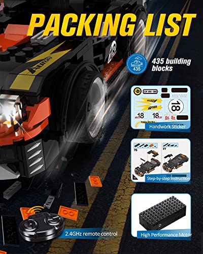 Building Toys - Stem Toys Compatible With Lego For Kids Age 8+ - 435 Pcs Building Kits Remote Control Car - Rc Cars Birthday Gifts For Kids - Wise Block Rc Sport Car (389054A) #TOP2