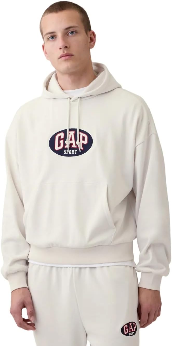 GAP mens French Terry Oval Logo Pullover Hoodie