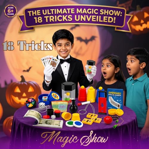 Image of 18-in-1 Ultimate Magic Kit | Complete Magic Tricks Set with Svengali Deck, Cups & Balls, Finger Chopper & More | Easy-to-Learn Magic Set for Beginners & Aspiring Magicians | Ages 10+