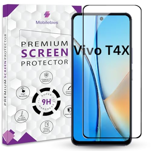 Image of Premium Tempered Glass Screen Protector Guard For Vivo T4X (6.68 Inch, Pack of 1) | Edge to Edge Coverage With Easy to installation kit