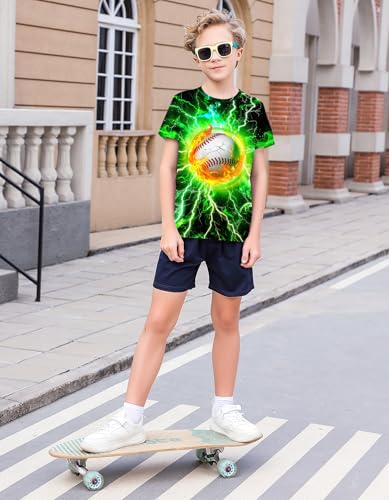 Image of 3D Graphic Short Sleeve Shirts Boys Girls Cool T-Shirt Unisex Novelty Tees for 7-12 Years Teens