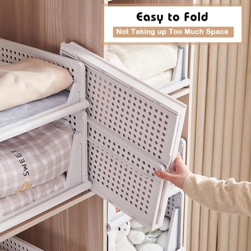 HOTOOLME Extra Large Stackable Storage Box Set, Plastic Wardrobe Shelves Closet Organiser Box, Clothes Organizer Shelf Basket for Home Laundry - Image 4