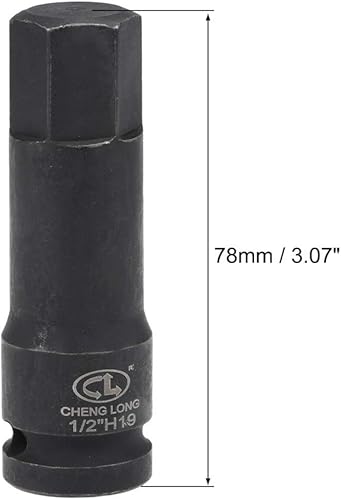 Miniatura 4 de uxcell 12" Drive x H19 (0.748 in) Dócalo de impacto de broca hexagonal, métrica de 3 pulgadas de longitud, uso de acero CR-MO con destornilladores