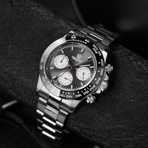 Image of watchdives Chronograph Watch, WD16500 V2 Quartz Men Watches Japan VK63 Meca-Quartz Movement 38mm Sapphire Crystal Wristwatch 100M Waterproof Sport Watch, Stainless Steel Bracelet